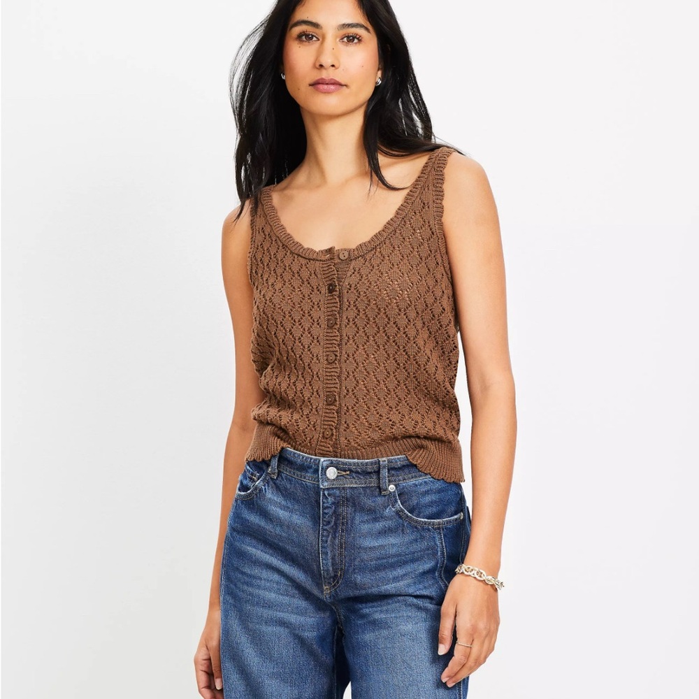 NWOT Loft✨ Elevated Boho Crochet Knit Tank Top S